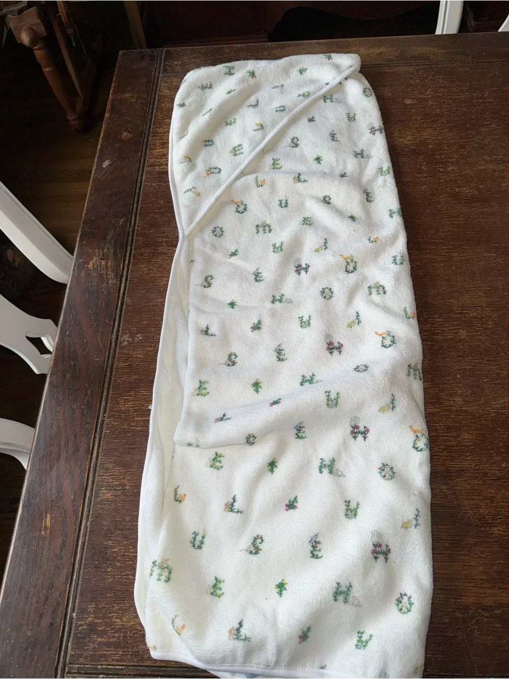 NWT Hill House Home hooded baby towel - alphabet pattern